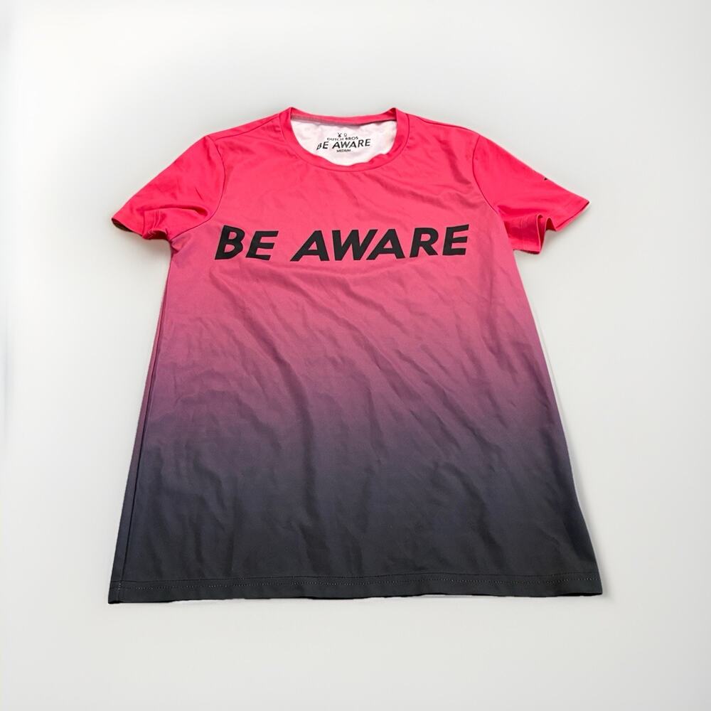 Dutch Bros Womens Pink BE AWARE Breast Cancer Short Sleeve T-Shirt Size M MEDIUM